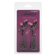 Euphoria Collection Chain Nipple Clamps - Black-Nipple Stimulators-CalExotics-Andy's Adult World