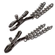 Euphoria Collection Chain Nipple Clamps - Black-Nipple Stimulators-CalExotics-Andy's Adult World