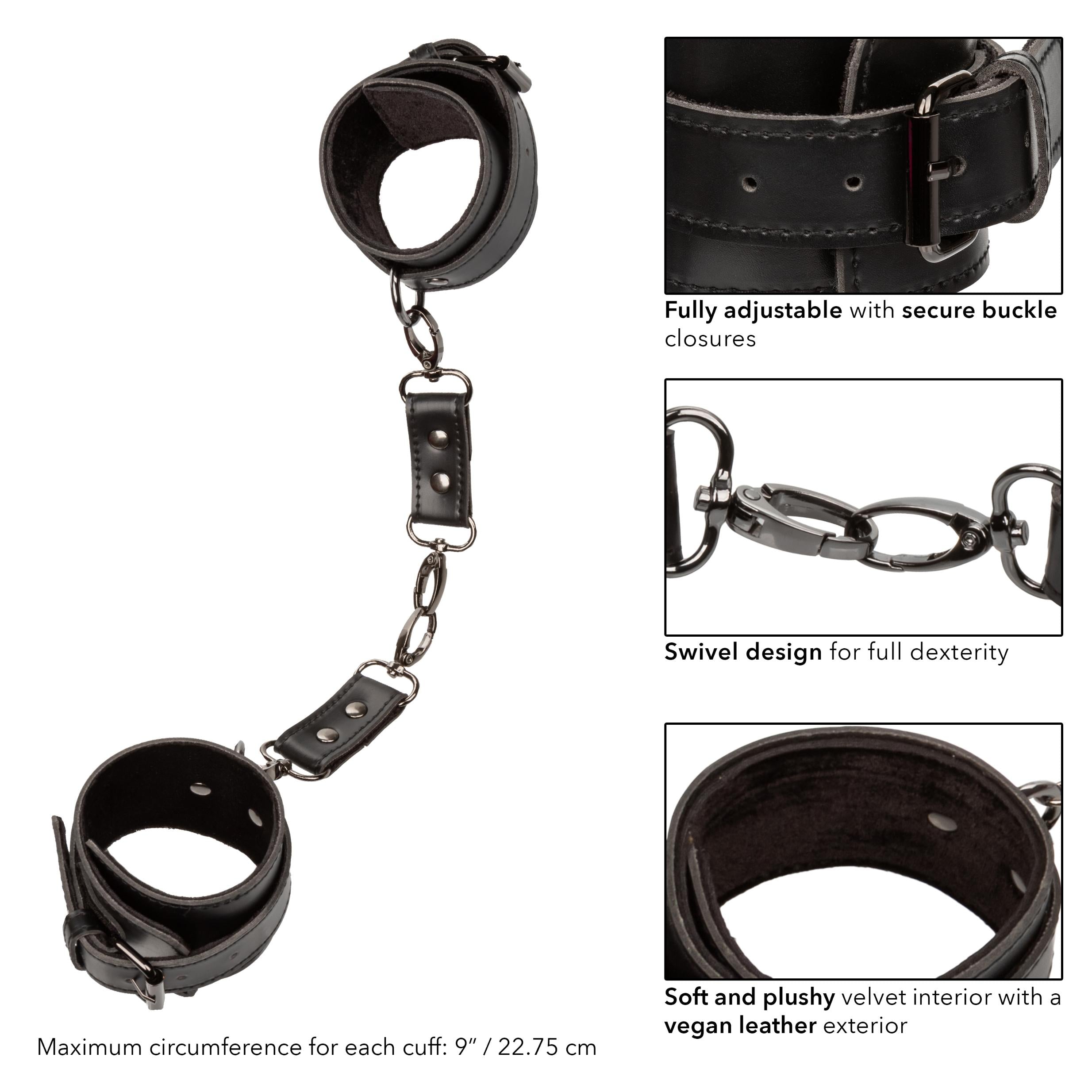 Euphoria Collection Hand Cuffs - Black-Bondage & Fetish Toys-CalExotics-Andy's Adult World