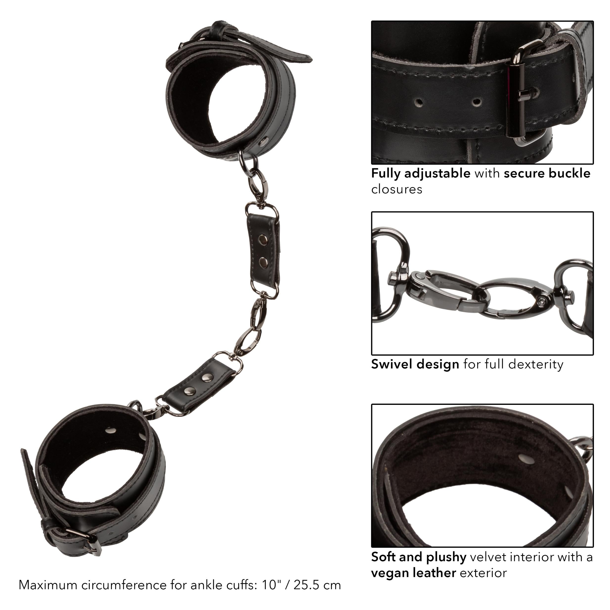 Euphoria Collection Ankle Cuffs - Black-Bondage & Fetish Toys-CalExotics-Andy's Adult World