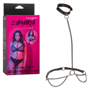 Euphoria Collection Plus Size Chain Halter/collar and Leash - Black-Bondage & Fetish Toys-CalExotics-Andy's Adult World