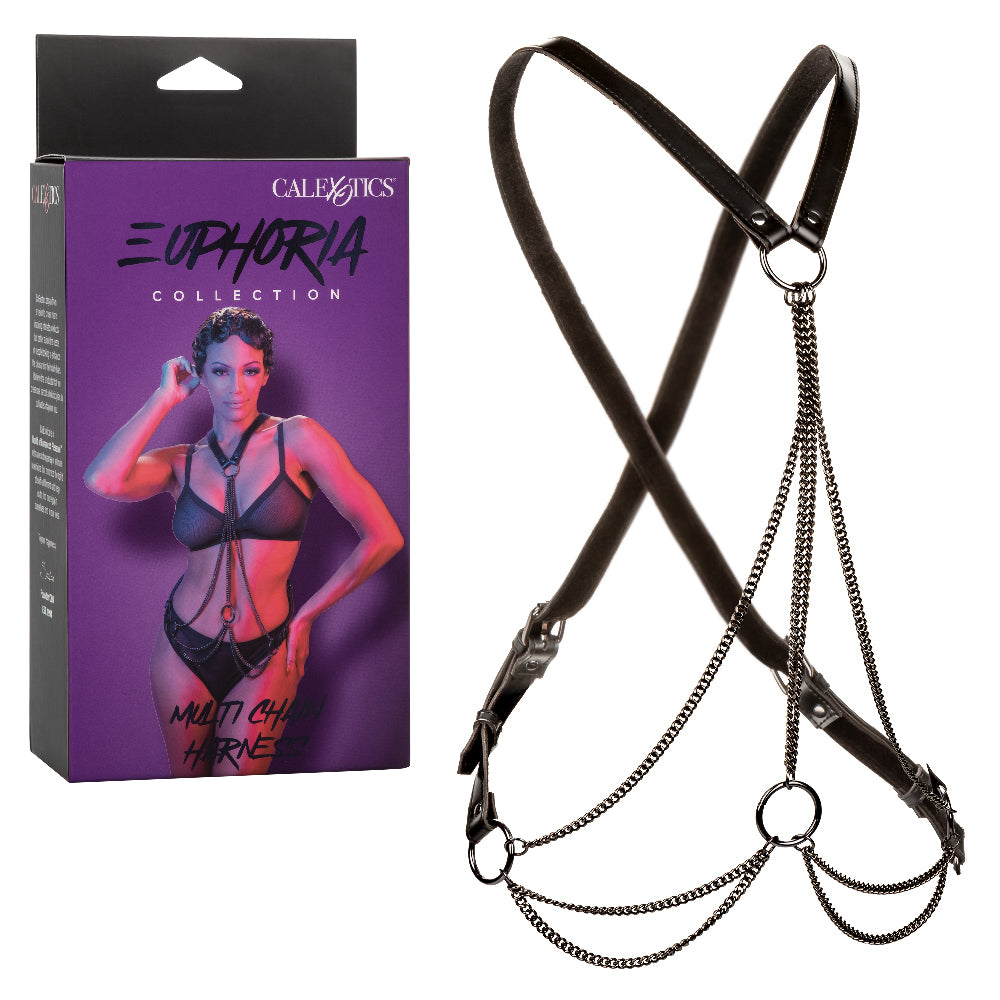 Euphoria Collection Multi Chain Harness - Black-Harnesses & Strap-Ons-CalExotics-Andy's Adult World