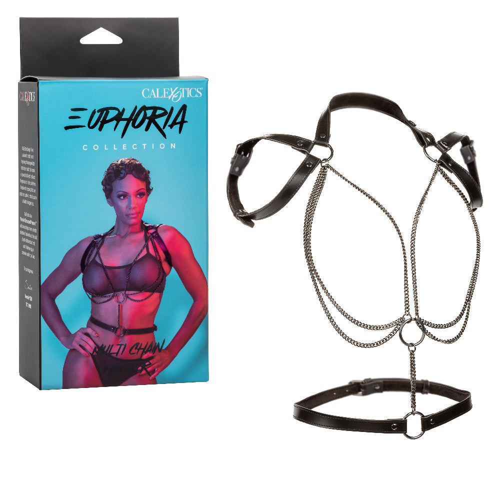 Euphoria Collection Multi Chain Halter - Black-Harnesses & Strap-Ons-CalExotics-Andy's Adult World