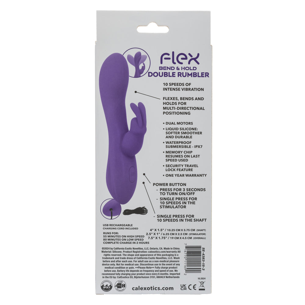 Flex Bend and Hold Double Rumbler - Purple-Vibrators-CalExotics-Andy's Adult World