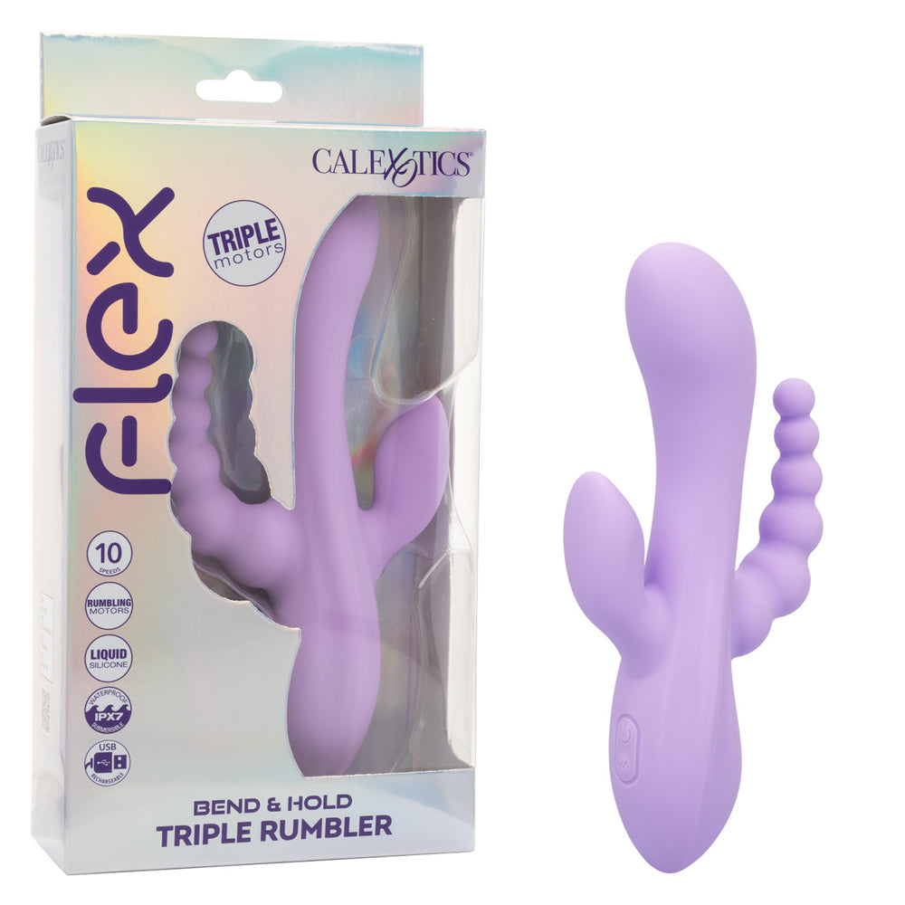 Flex Bend and Hold Triple Rumbler - Purple-Vibrators-CalExotics-Andy's Adult World