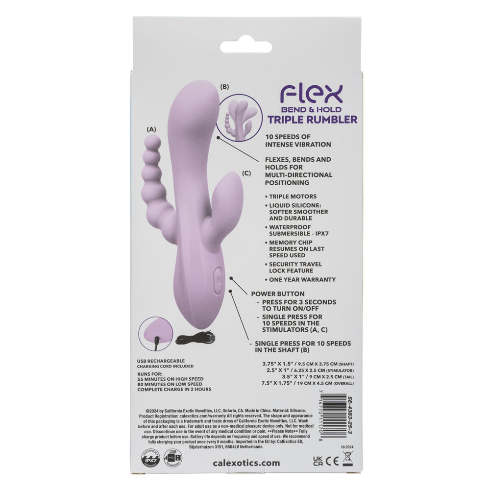 Flex Bend and Hold Triple Rumbler - Purple-Vibrators-CalExotics-Andy's Adult World