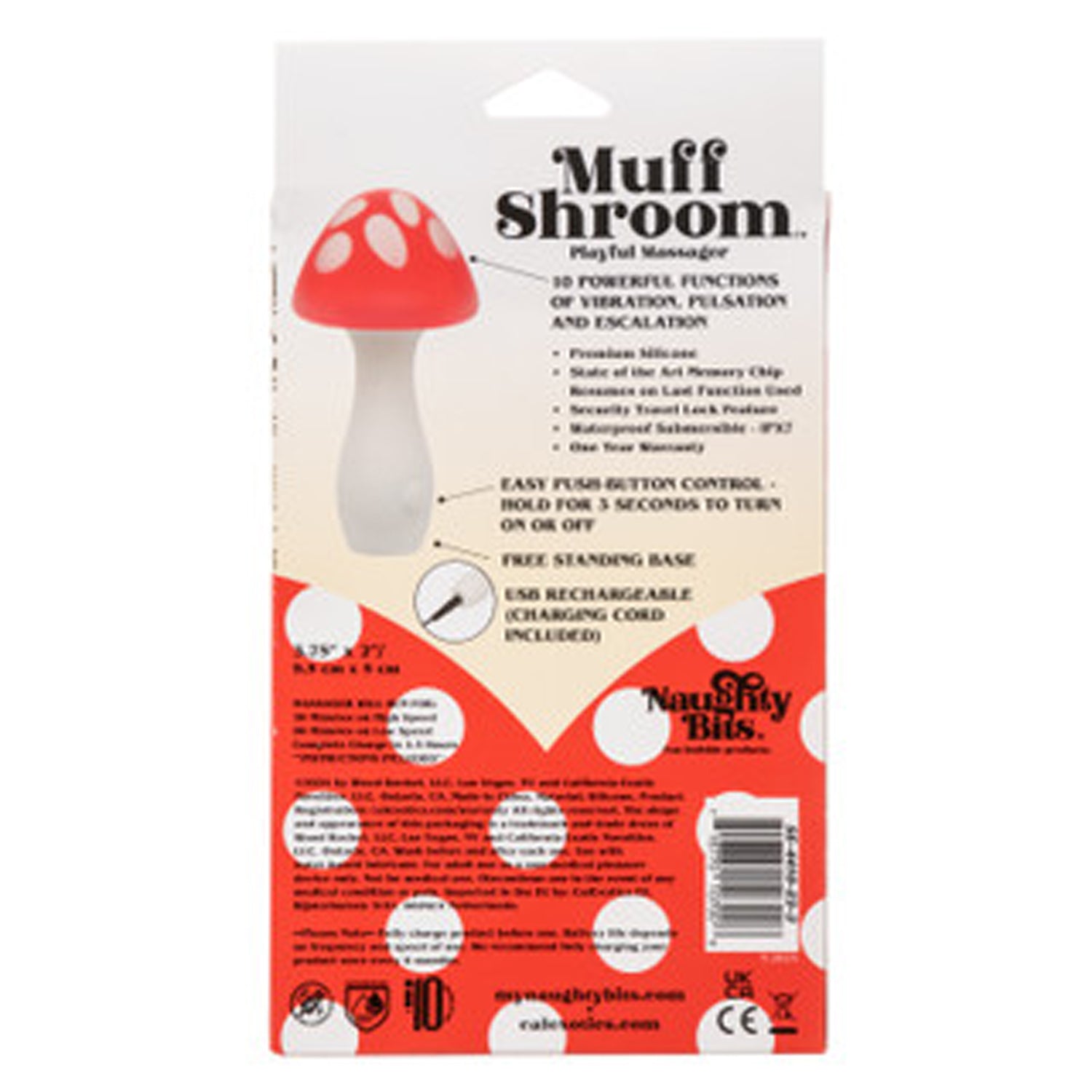 Naughty Bits Muff Shroom Playful Massager - Red-Vibrators-CalExotics-Andy's Adult World