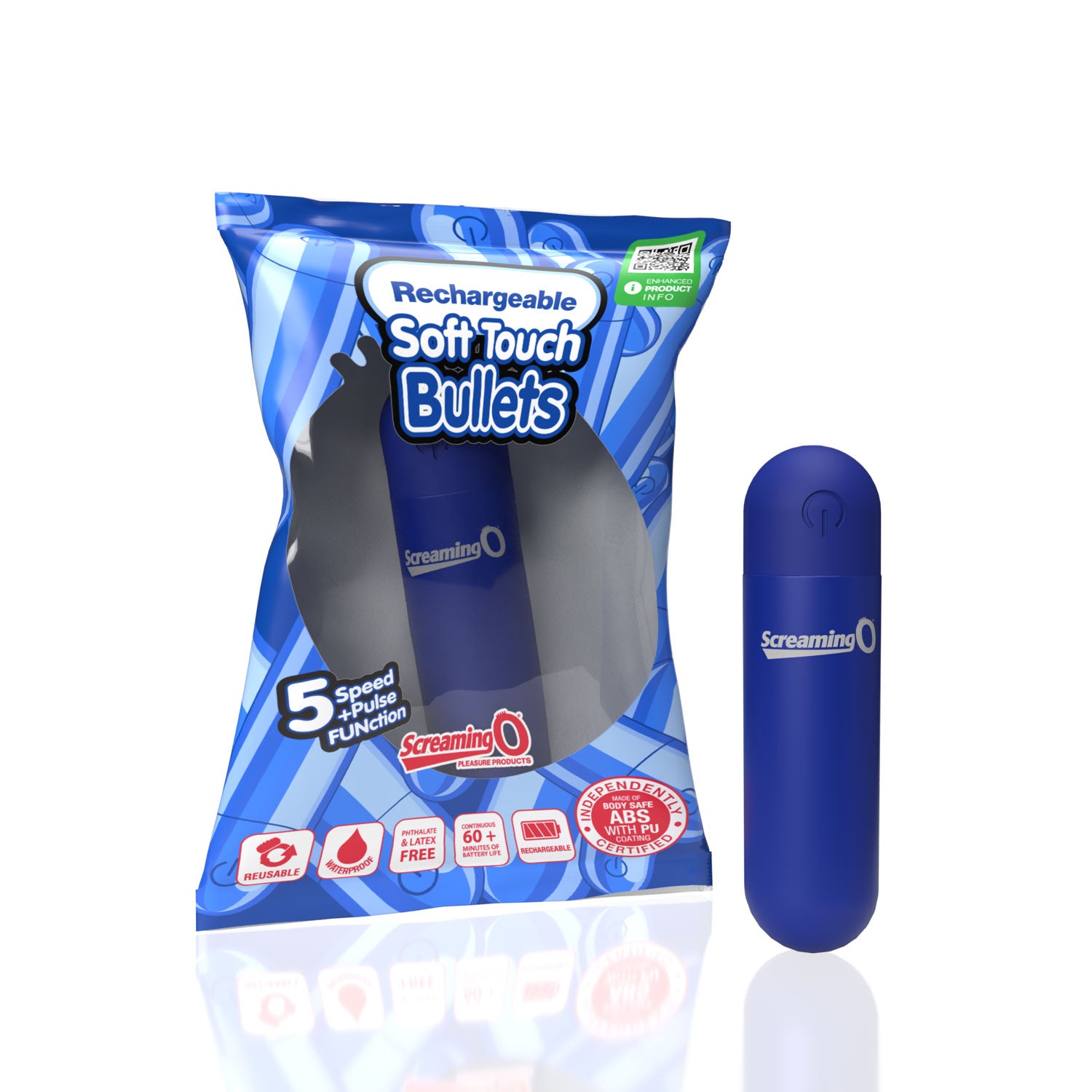 Screaming O Soft Touch Rechargeable Bullet - Blue-Vibrators-Screaming O-Andy's Adult World