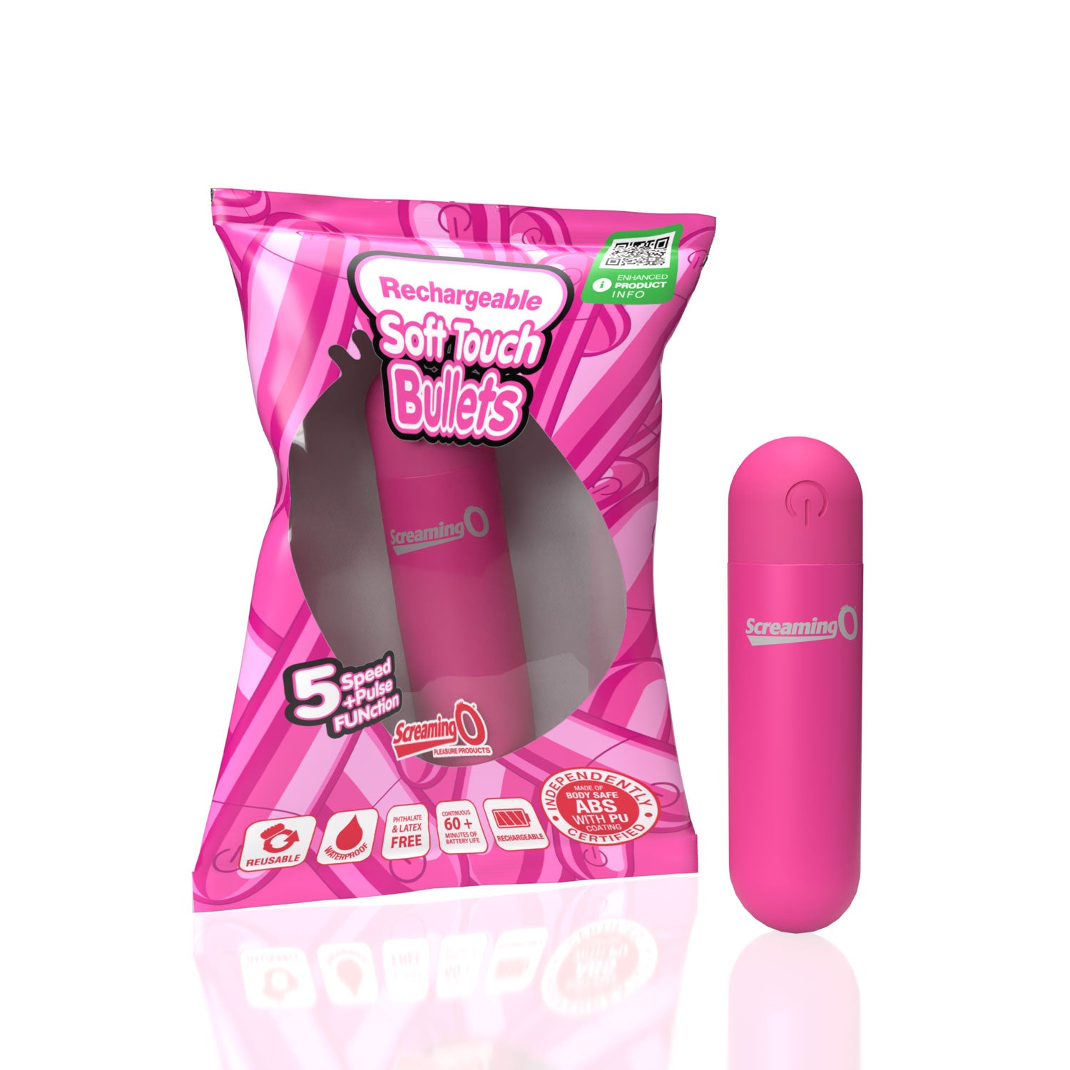 Screaming O Soft Touch Rechargeable Bullet - Pink-Vibrators-Screaming O-Andy's Adult World