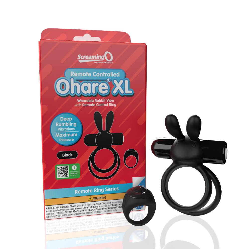 Screaming O Remote Controlled Ohare XL Vibrating Ring - Black-Cockrings-Screaming O-Andy's Adult World