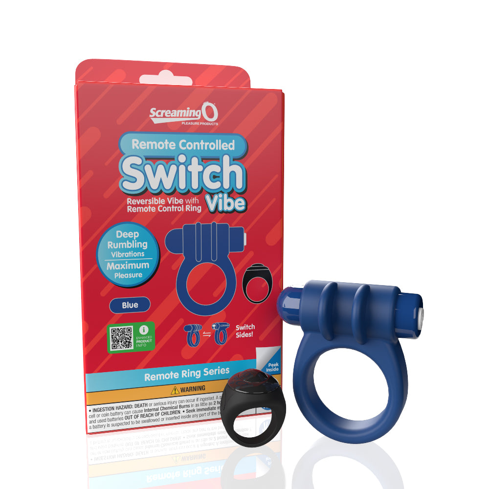 Screaming O Remote Controlled Switch Vibrating Ring - Blue-Cockrings-Screaming O-Andy's Adult World