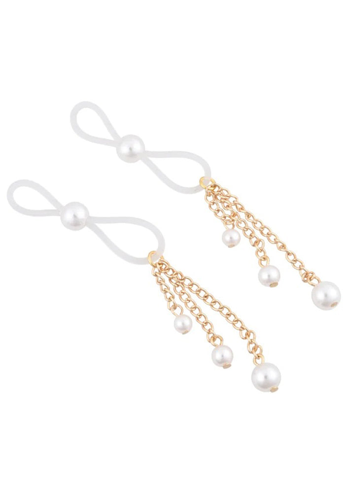 Pearl Nipple Ties - Gold/white-Nipple Stimulators-Sportsheets-Andy's Adult World