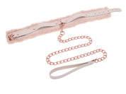 Peaches ‘N Creame Fur Collar and Leash - Pink-Bondage & Fetish Toys-Sportsheets-Andy's Adult World