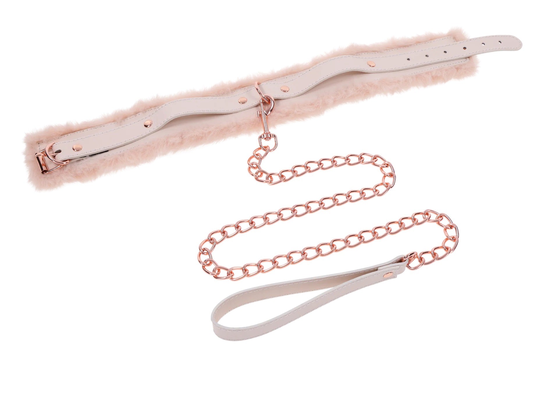 Peaches ‘N Creame Fur Collar and Leash - Pink-Bondage & Fetish Toys-Sportsheets-Andy's Adult World