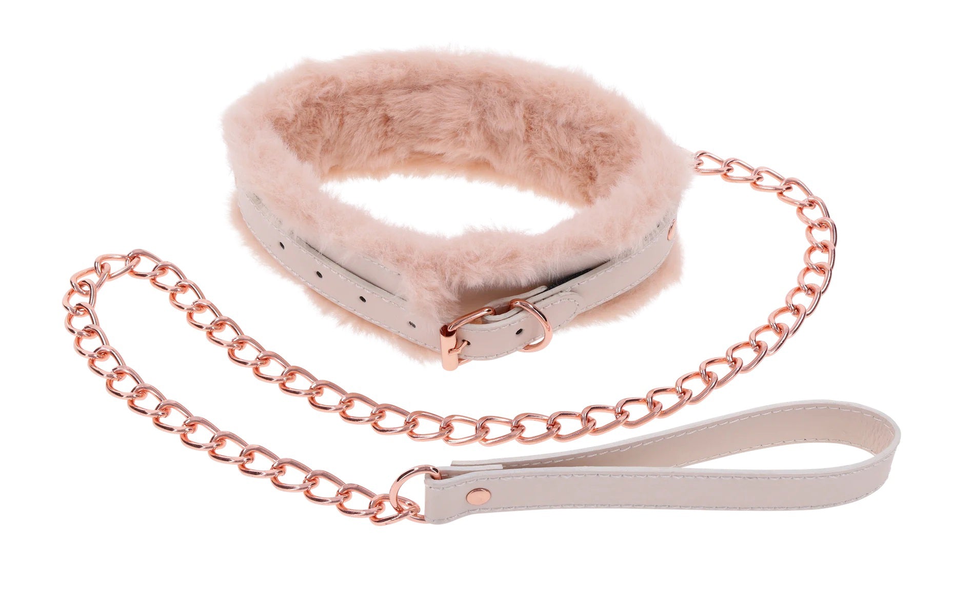 Peaches ‘N Creame Fur Collar and Leash - Pink-Bondage & Fetish Toys-Sportsheets-Andy's Adult World