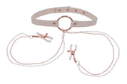 Peaches ‘N Creame Collar With Nipple Clamps - Pink-Bondage & Fetish Toys-Sportsheets-Andy's Adult World