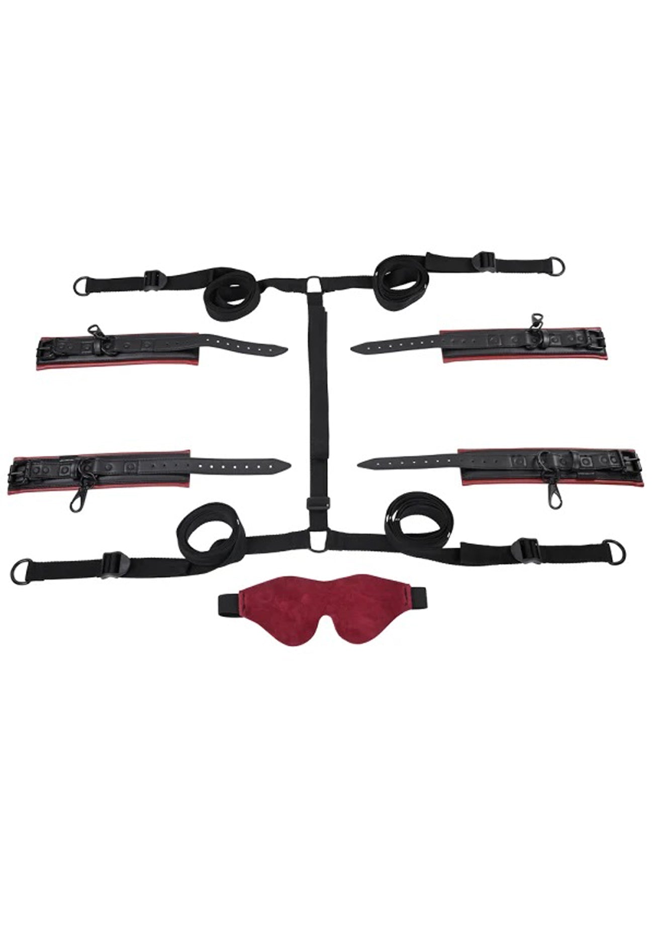 Saffron Under the Bed Restraint System - Black/red-Bondage & Fetish Toys-Sportsheets-Andy's Adult World