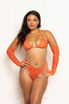 3 Pc Lace Bralette and Thong With Gloves Set - One Size - Tangerine-Lingerie & Sexy Apparel-Seven Til Midnight-Andy's Adult World