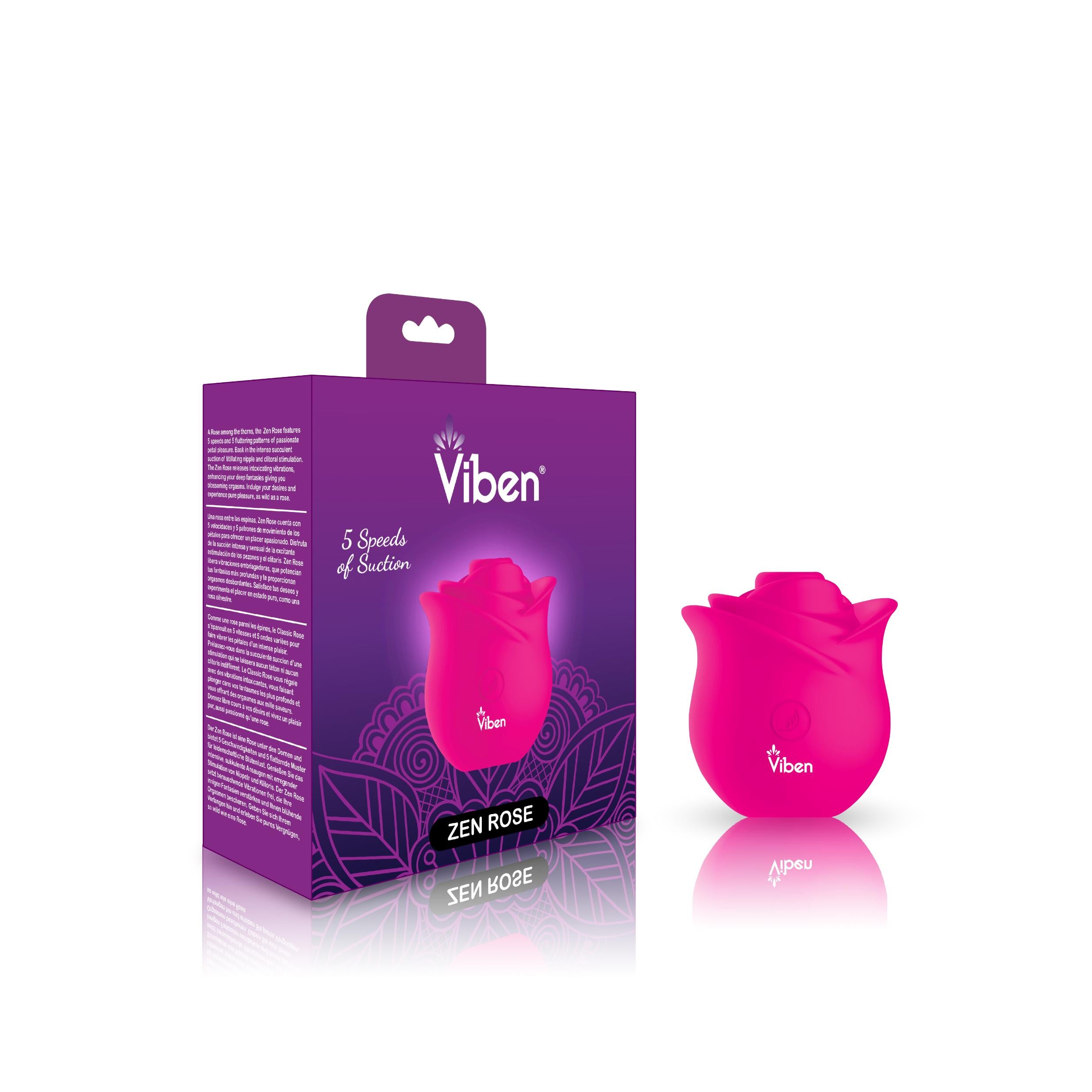 Zen Rose - Hot Pink - Handheld Rose Clitoral and Nipple Stimulator - Presale Only-Vibrators-Viben-Andy's Adult World