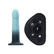 Duo Semi-Realistic Dildo With Harness - Turquoise/black-Dildos & Dongs-VeDO-Andy's Adult World