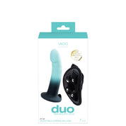 Duo Semi-Realistic Dildo With Harness - Turquoise/black-Dildos & Dongs-VeDO-Andy's Adult World