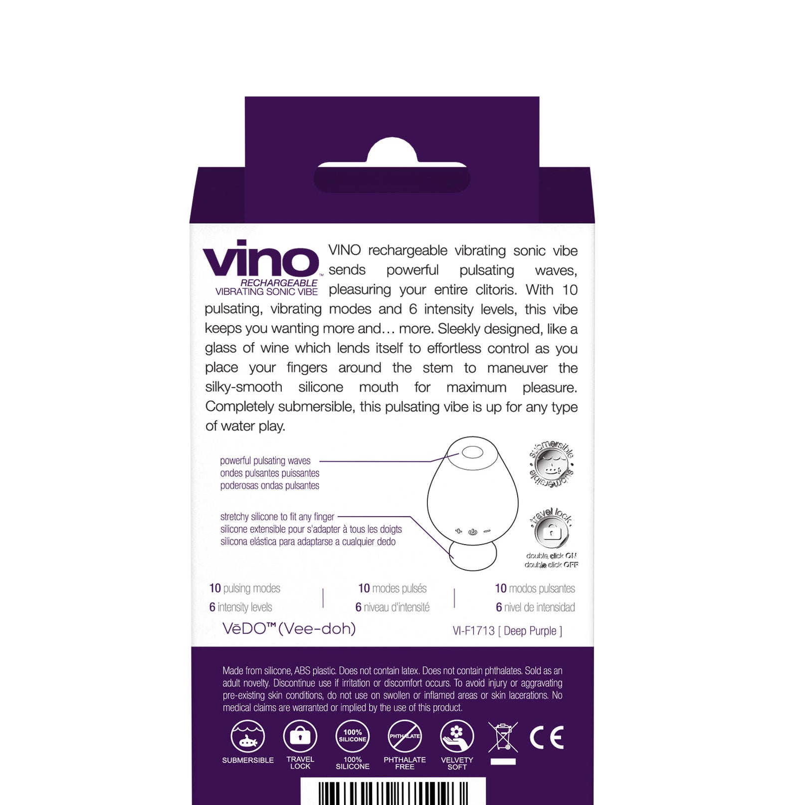 Vino Rechargeable Vibrating Sonic Vibe - Purple-Clit Stimulators-VeDO-Andy's Adult World