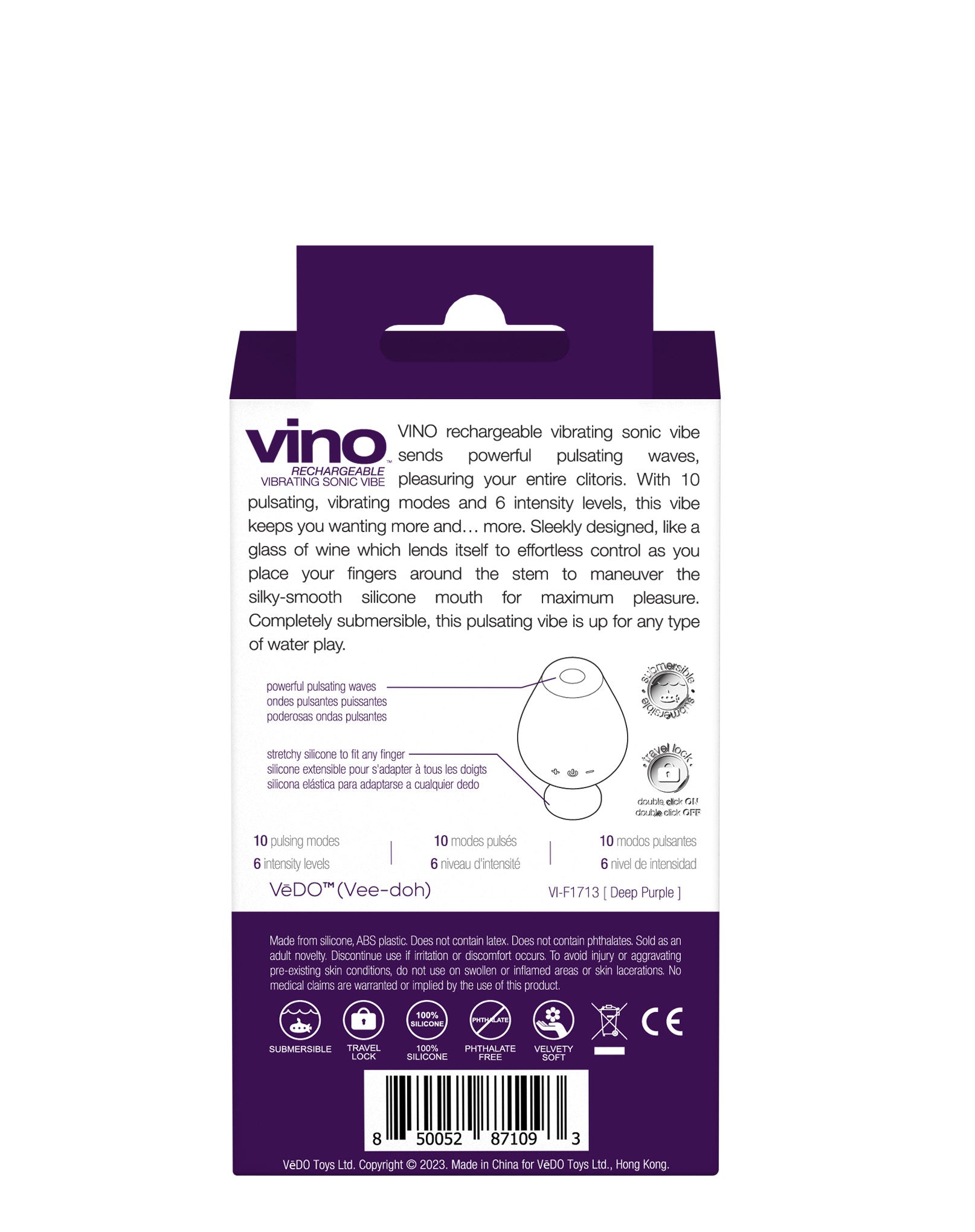 Vino Rechargeable Vibrating Sonic Vibe - Purple-Clit Stimulators-VeDO-Andy's Adult World