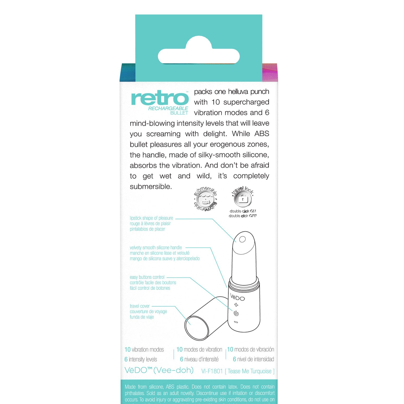 Retro Rechargeable Bullet - Turquoise-Vibrators-VeDO-Andy's Adult World