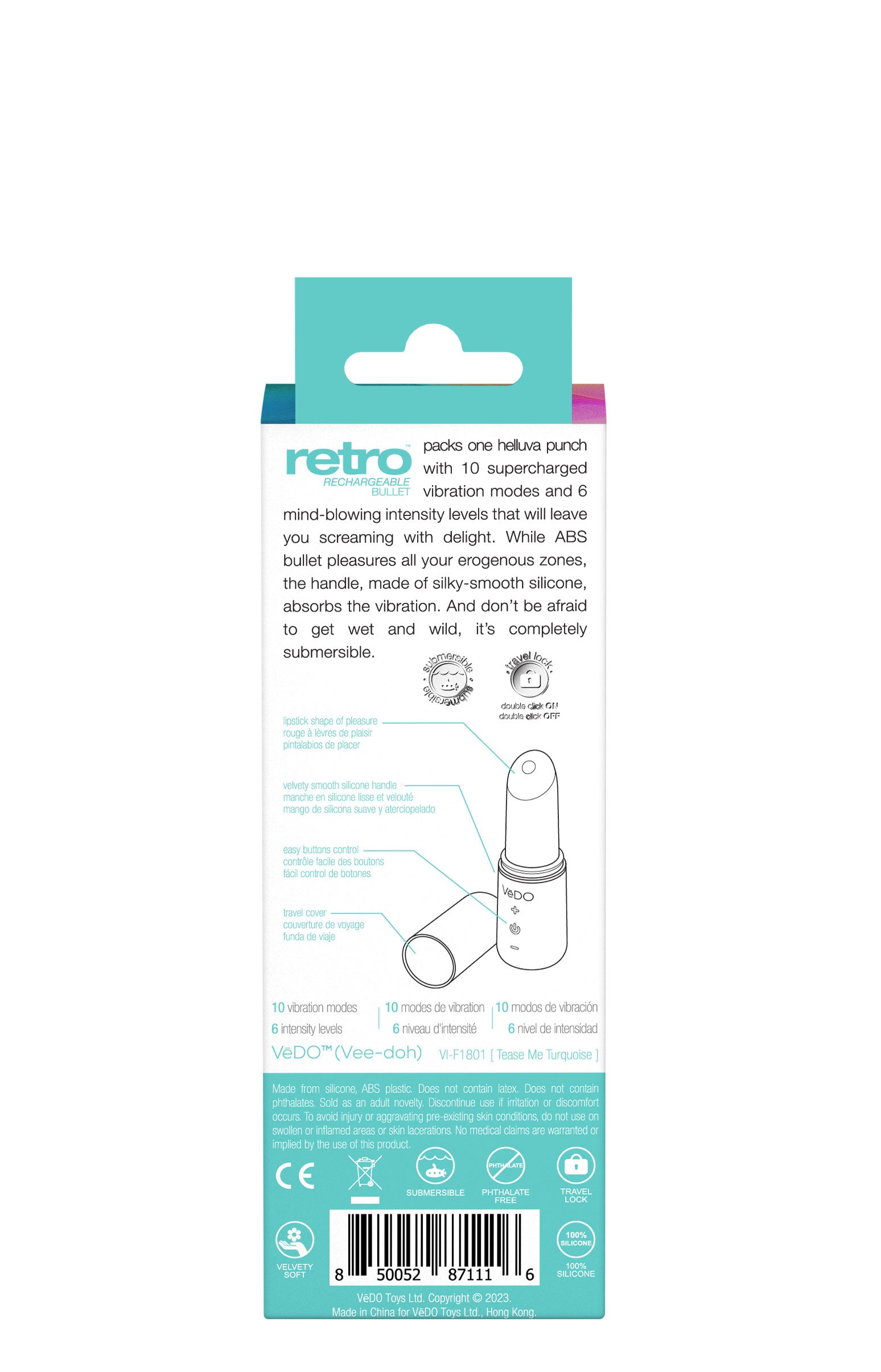 Retro Rechargeable Bullet - Turquoise-Vibrators-VeDO-Andy's Adult World