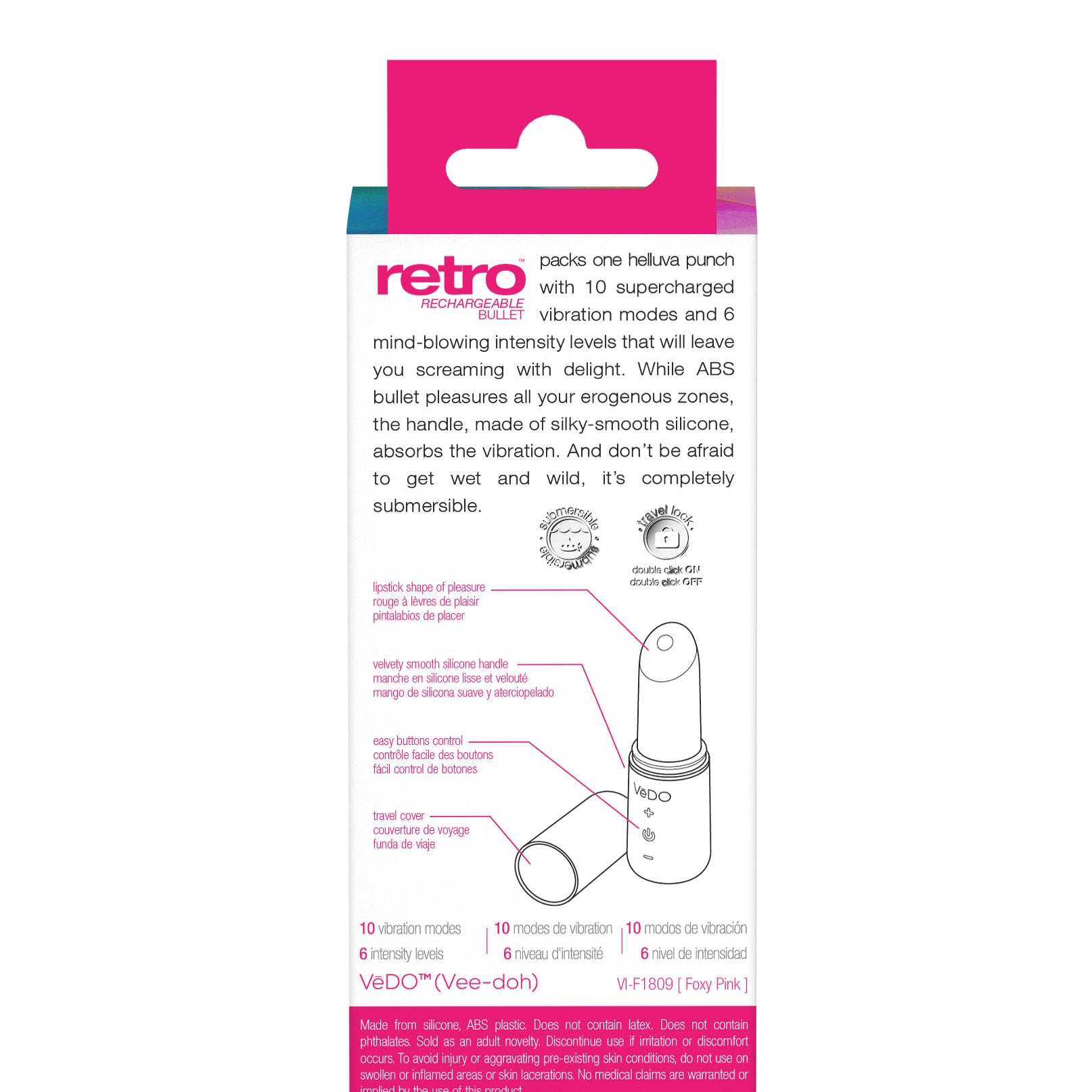 Retro Rechargeable Bullet - Pink-Vibrators-VeDO-Andy's Adult World