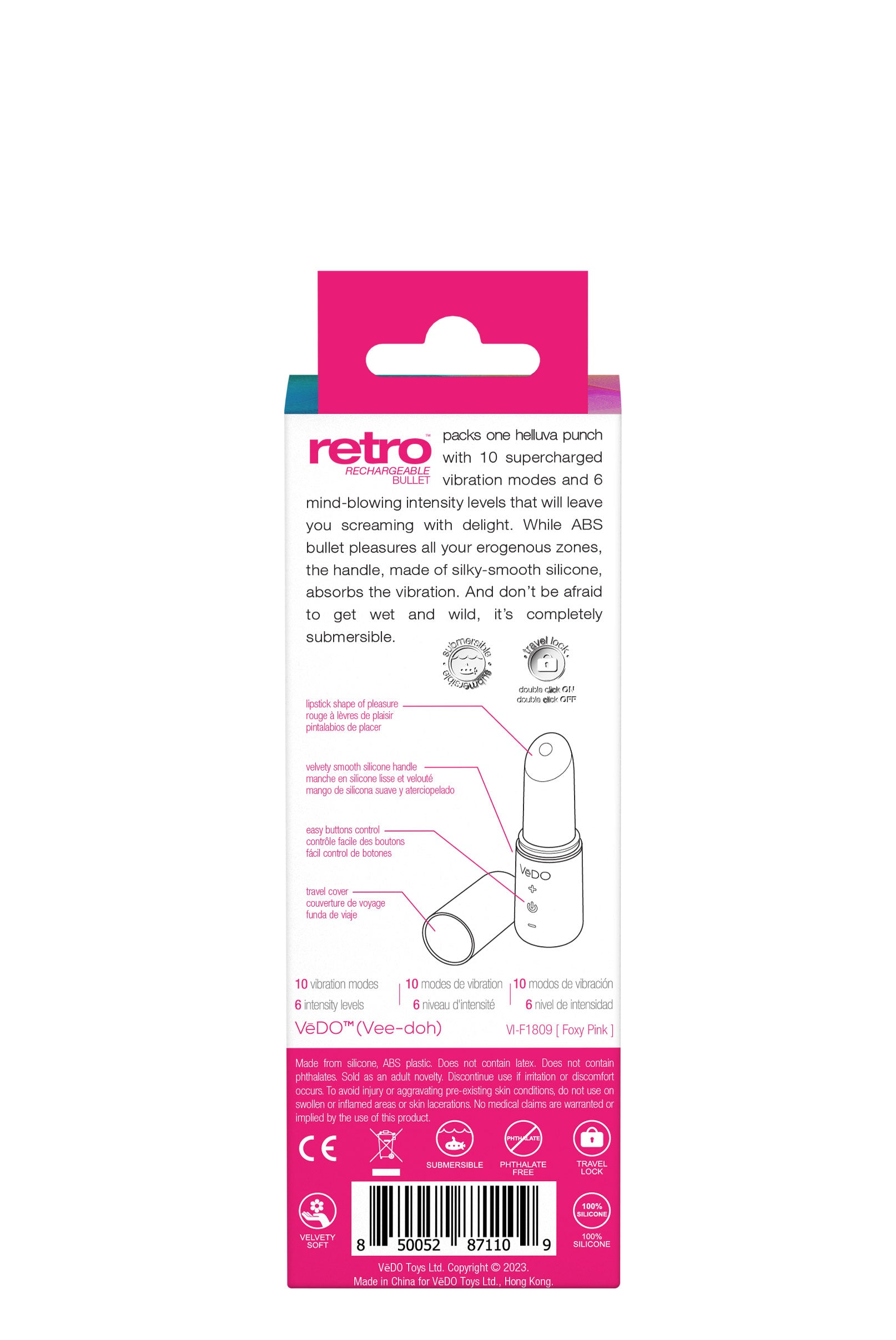 Retro Rechargeable Bullet - Pink-Vibrators-VeDO-Andy's Adult World