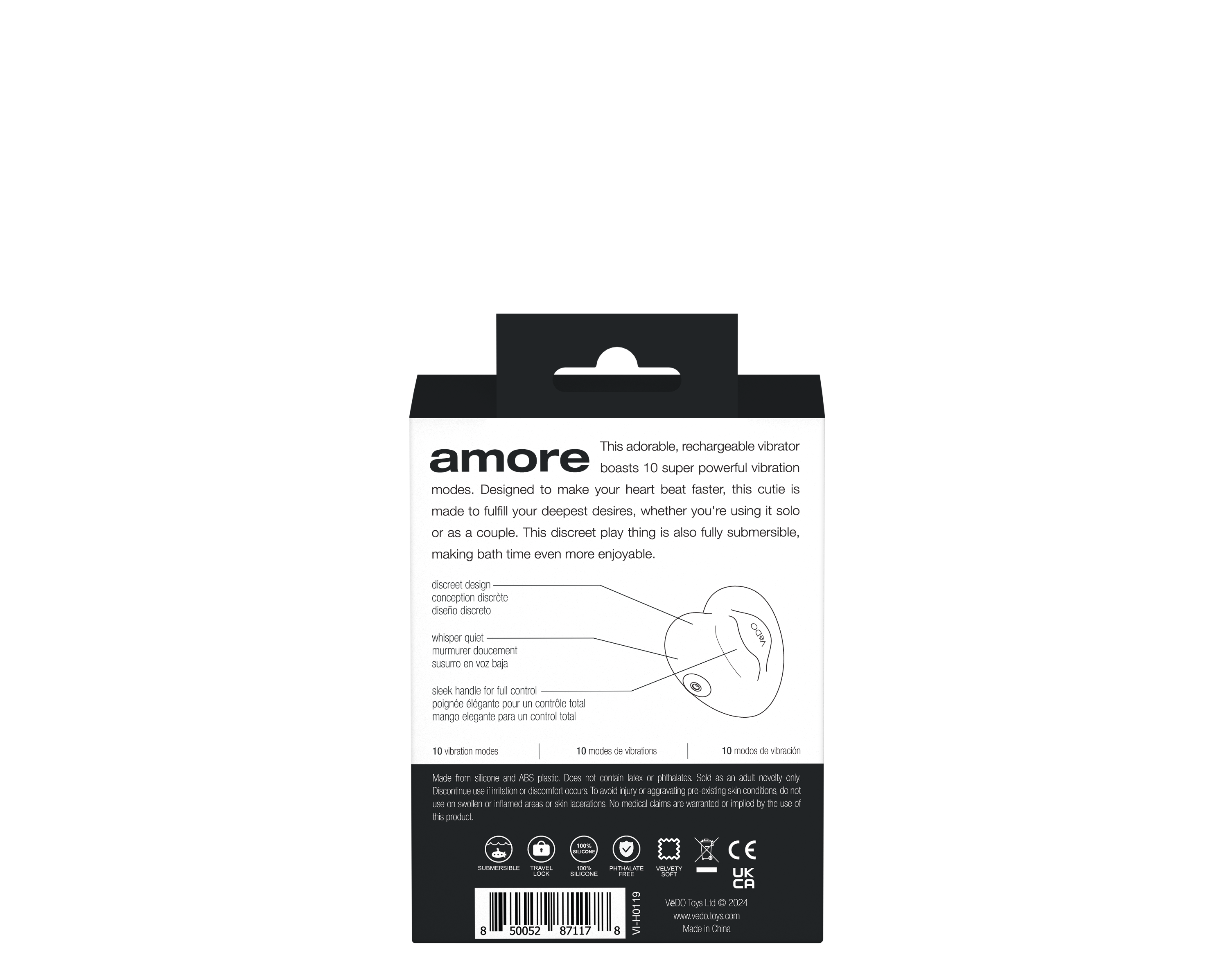 Amore Rechargeable Pleasure Vibe - Black-Vibrators-VeDO-Andy's Adult World