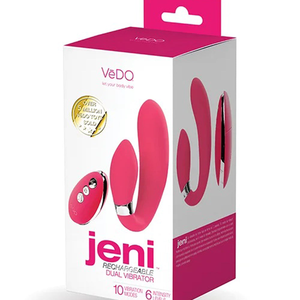 Jeni C-Shaped Dual Motor Vibe With Remote - Pink-Vibrators-VeDO-Andy's Adult World