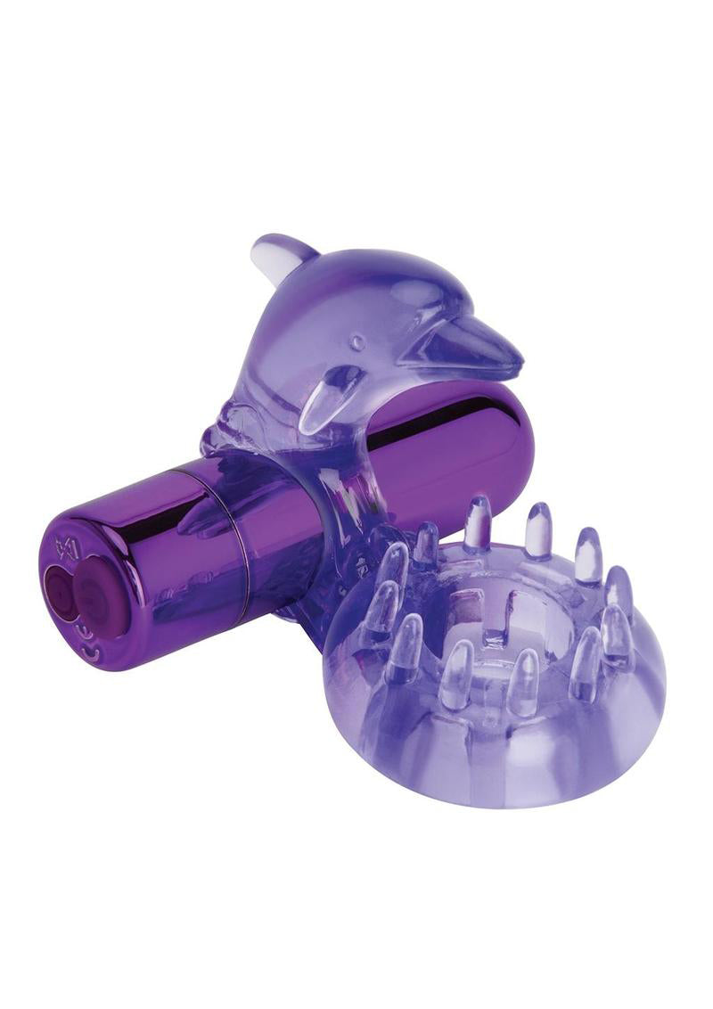 Bodywand Rechargeable Dolphin Ring With Ticklers - Purple-Cockrings-Bodywand-Andy's Adult World