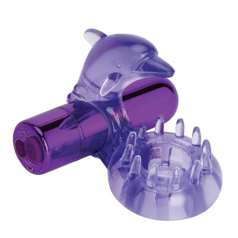 Bodywand Rechargeable Dolphin Ring With Ticklers - Purple-Cockrings-Bodywand-Andy's Adult World