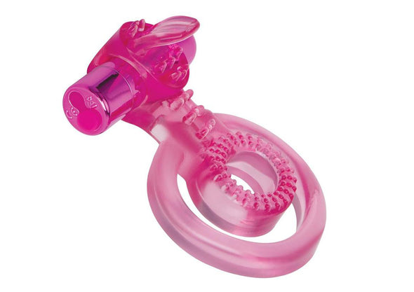 Bodywand Rechargeable Duo Ring With Clit Tickler - Pink-Cockrings-Bodywand-Andy's Adult World