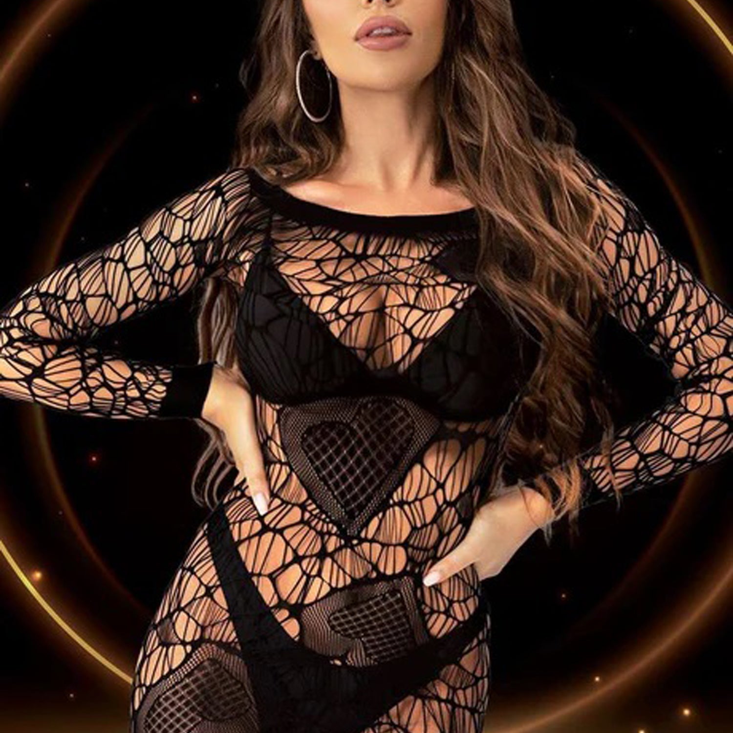 Long Sleeve Mini Dress - One Size - Black-Lingerie & Sexy Apparel-Lapdance-Andy's Adult World