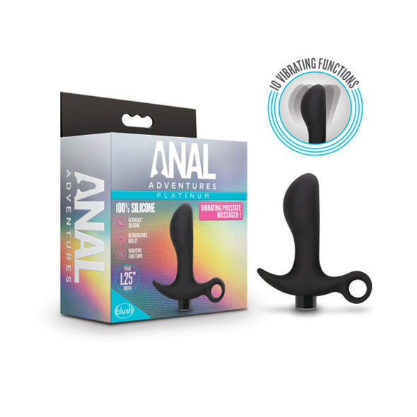 Anal Adventures - Platinum - Silicone Vibrating Prostate Massager 01 - Black-Anal Toys & Stimulators-Blush Novelties-Andy's Adult World