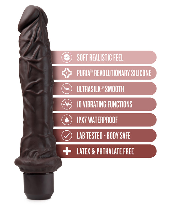 Dr. Skin Silicone - Dr. Richard - 9 Inch Vibrating Dildo - Brown-Dildos & Dongs-Blush Novelties-Andy's Adult World