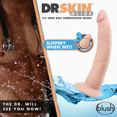 Dr. Skin Glide - 7.5 Inch Self Lubricating Dildo - Vanilla-Dildos & Dongs-Blush Novelties-Andy's Adult World