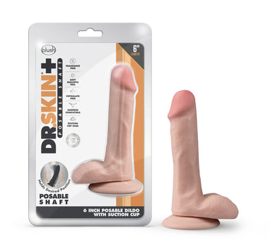 Dr. Skin Plus - 6 Inch Posable Dildo With Balls - Vanilla-Dildos & Dongs-Blush Novelties-Andy's Adult World