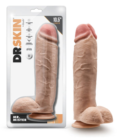 Dr. Skin - Mr. Mister - 10.5 Inch Dildo With Balls - Beige-Dildos & Dongs-Blush-Andy's Adult World