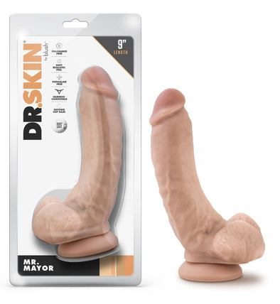 Dr. Skin - Mr. Mayor - 9 Inch Dildo With Balls - Beige-Dildos & Dongs-Blush-Andy's Adult World