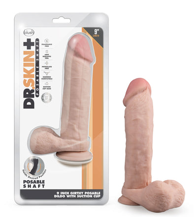 Dr. Skin Plus - 9 Inch Thick Posable Dildo With Balls - Vanilla-Dildos & Dongs-Blush Novelties-Andy's Adult World