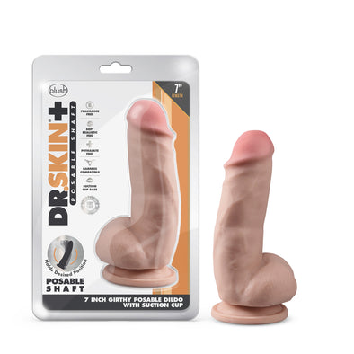 Dr. Skin Plus - 7 Inch Girthy Posable Dildo With Balls - Vanilla-Dildos & Dongs-Blush Novelties-Andy's Adult World