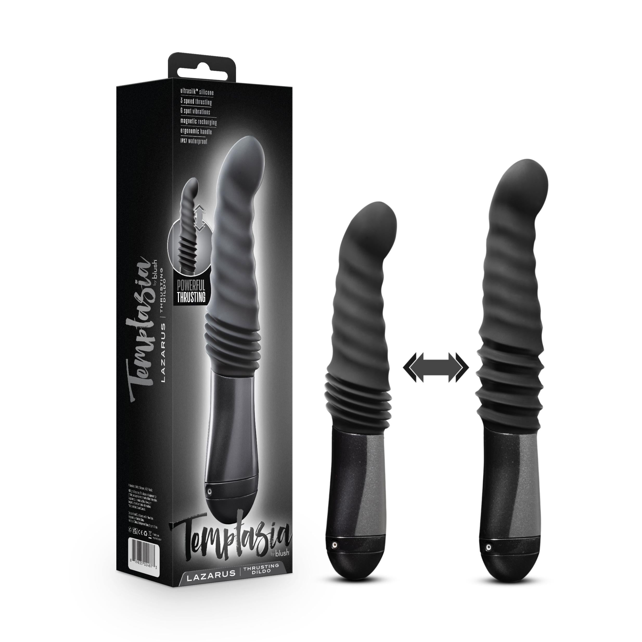 Temptasia - Lazarus - Thrusting Dildo - Black-Vibrators-Blush Novelties-Andy's Adult World