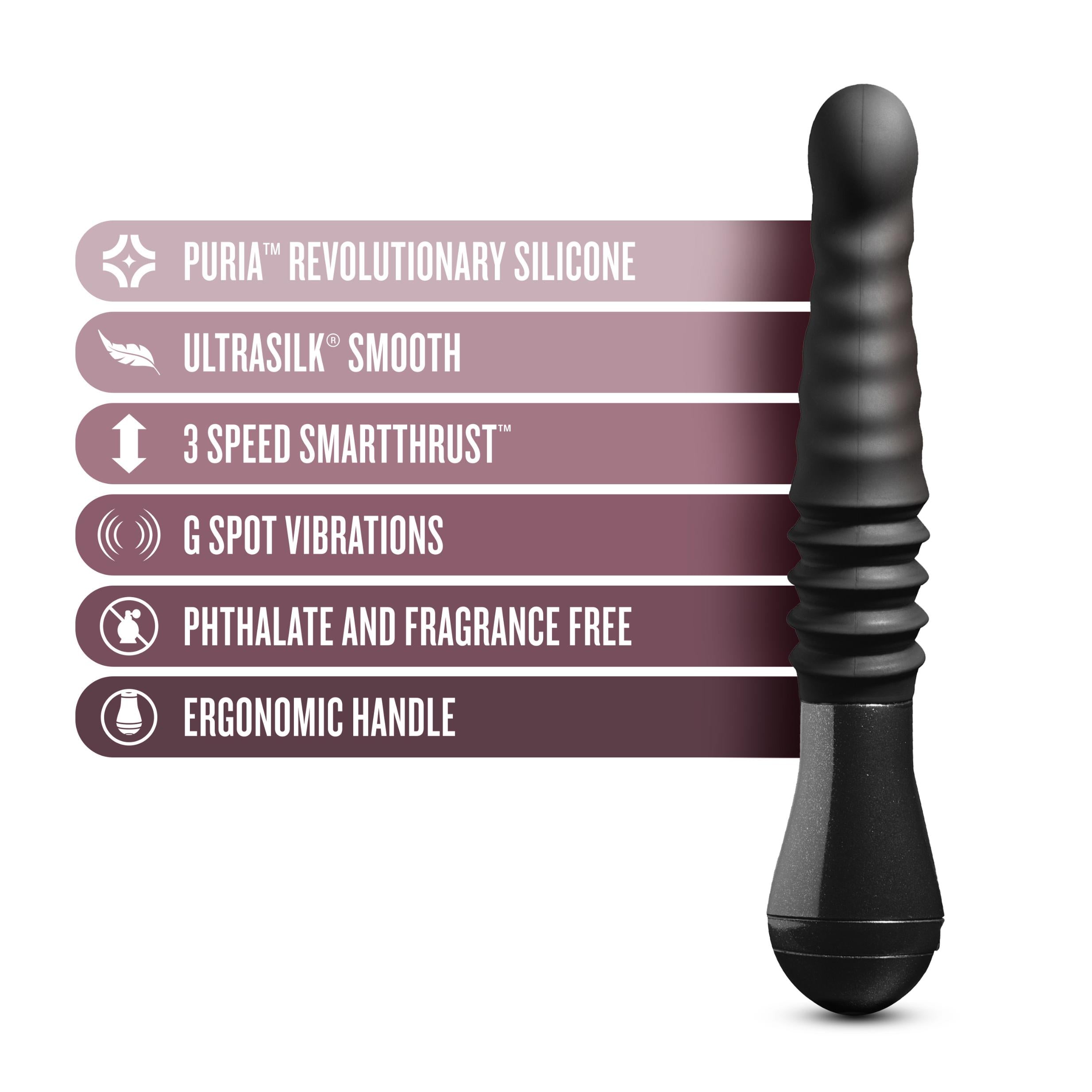 Temptasia - Lazarus - Thrusting Dildo - Black-Vibrators-Blush Novelties-Andy's Adult World