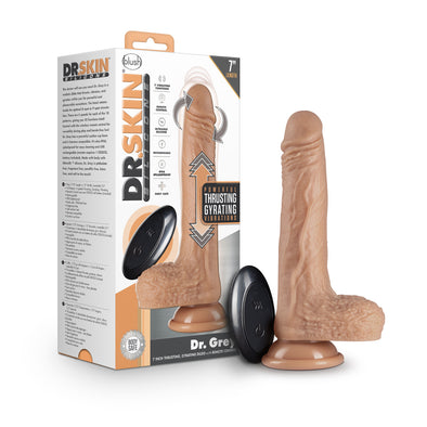 Dr. Skin Silicone - Dr. Grey - 7 Inch Thrusting Dildo - Vanilla-Dildos & Dongs-Blush-Andy's Adult World