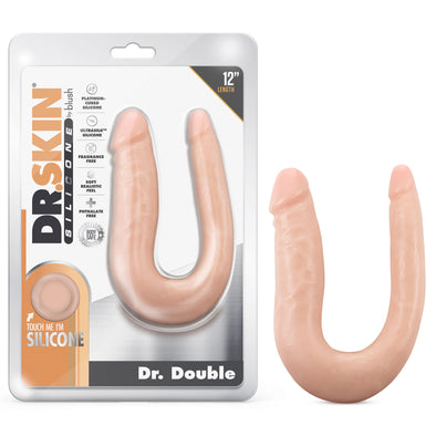 Dr. Skin Silicone - Dr. Double - 12 Inch Double Dong - Vanilla-Dildos & Dongs-Blush Novelties-Andy's Adult World