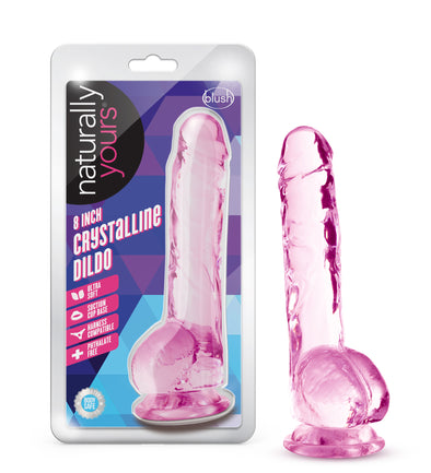Naturally Yours - 8 Inch Crystalline Dildo - Rose-Dildos & Dongs-Blush Novelties-Andy's Adult World